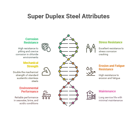 This image shows Attributes of Super Duplex Steel